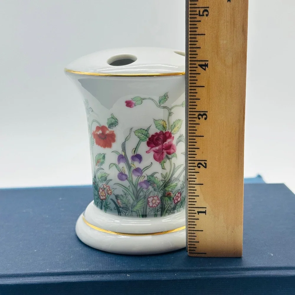 I.W.‎ Rice Vintage Porcelain Floral Toothbrush or Pen Holder Made in Japan